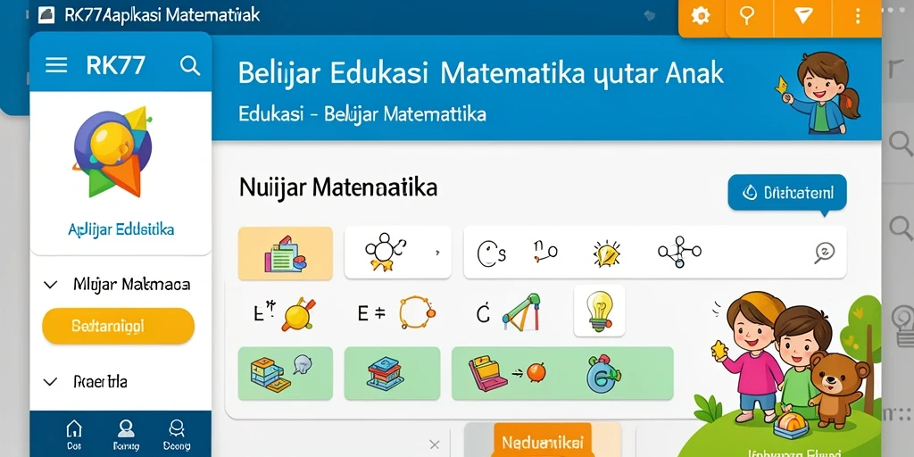 Tampilan antarmuka RK77 yang menarik untuk belajar matematika.